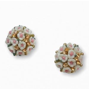 Womens Stud Earrings White Flower Bouquet